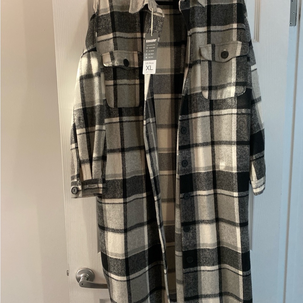Amazon Checkered Utility Jacket in Black and Cream